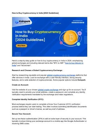 How to Buy Cryptocurrency in India [2024 Guidelines]