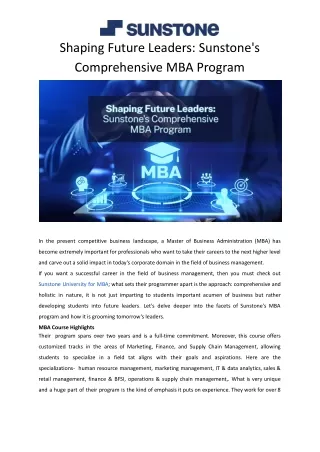 Shaping Future Leaders_ Sunstone's Comprehensive MBA Program
