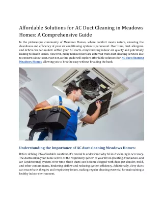 Affordable Solutions for AC Duct Cleaning in Meadows Homes_ A Comprehensive Guide