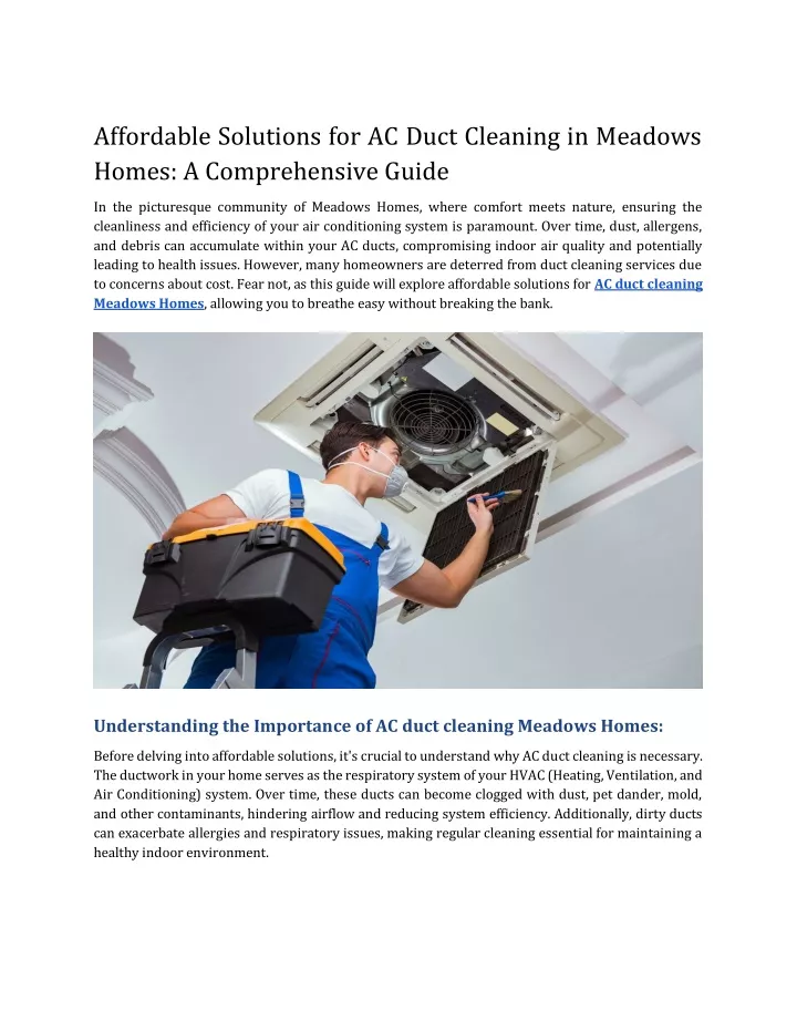 affordable solutions for ac duct cleaning