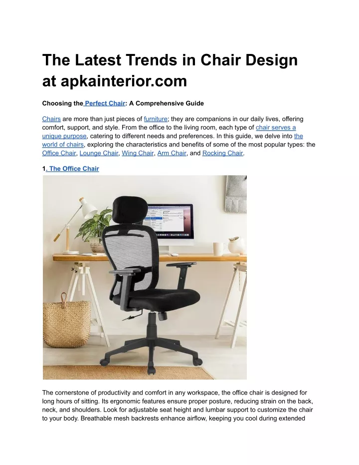 the latest trends in chair design at apkainterior