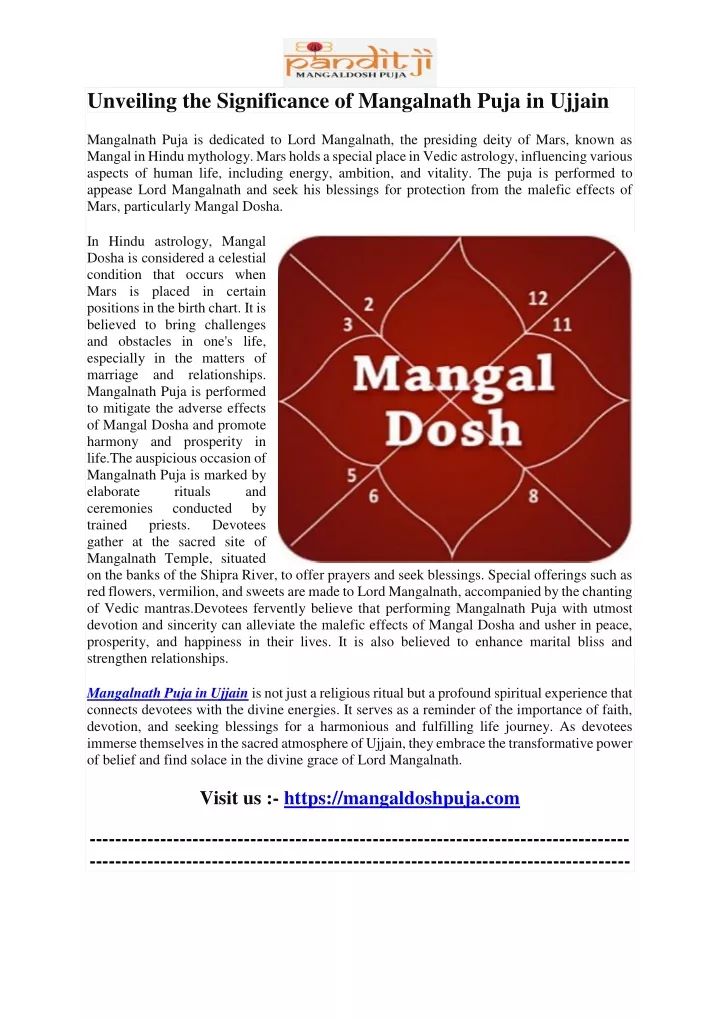 unveiling the significance of mangalnath puja