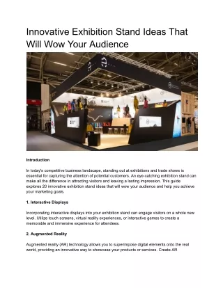 Innovative Exhibition Stand Ideas That Will Wow Your Audience
