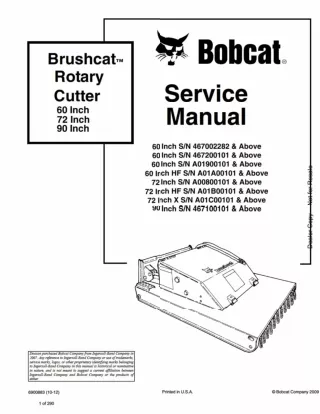 Bobcat 60 72 90 Inch Rotary Cutter Service Repair Manual Instant Download