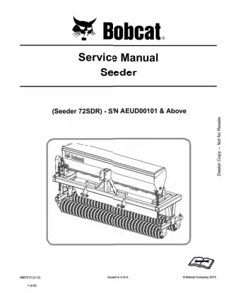 Bobcat 72SDR Seeder Service Repair Manual Instant Download (SN AEUD00101 And Above)