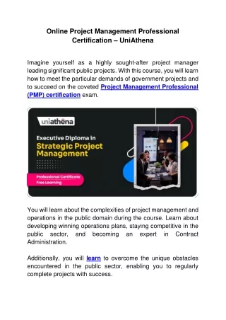 Online Project Management Professional Certification - UniAthena