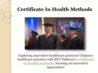 Certificate In Health Methods