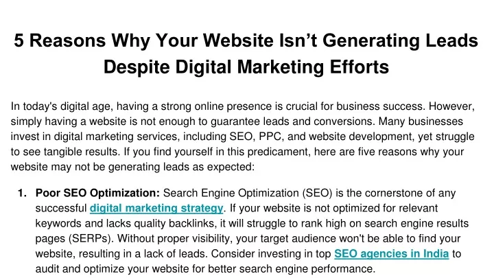 5 reasons why your website isn t generating leads