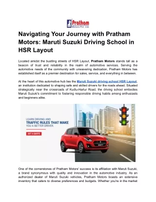Navigating Your Journey with Pratham Motors_ Maruti Suzuki Driving School in HSR Layout (1)