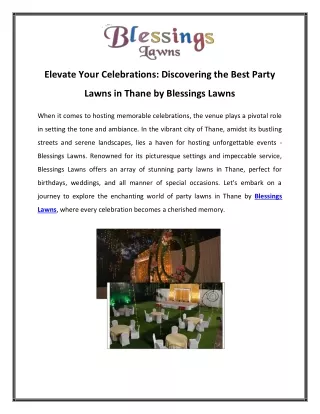 Elevate Your Celebrations Discovering the Best Party Lawns in Thane by Blessings Lawns