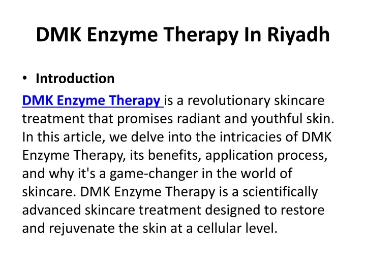 dmk enzyme therapy in riyadh