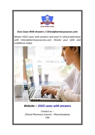 Osce Cases With Answers  Clinicalpharmacycourses.com