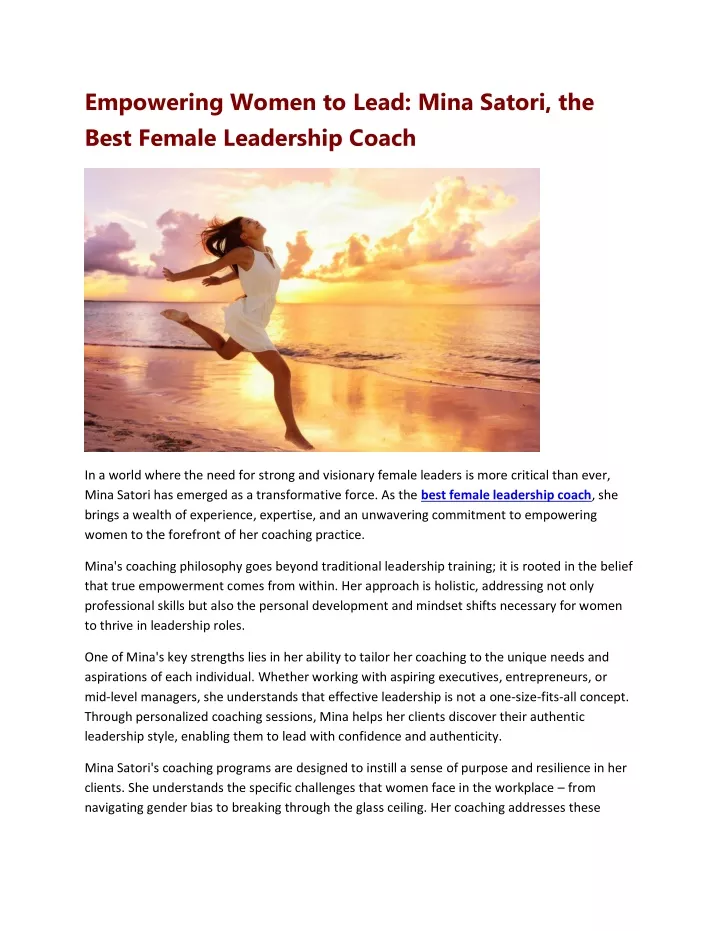 empowering women to lead mina satori the best
