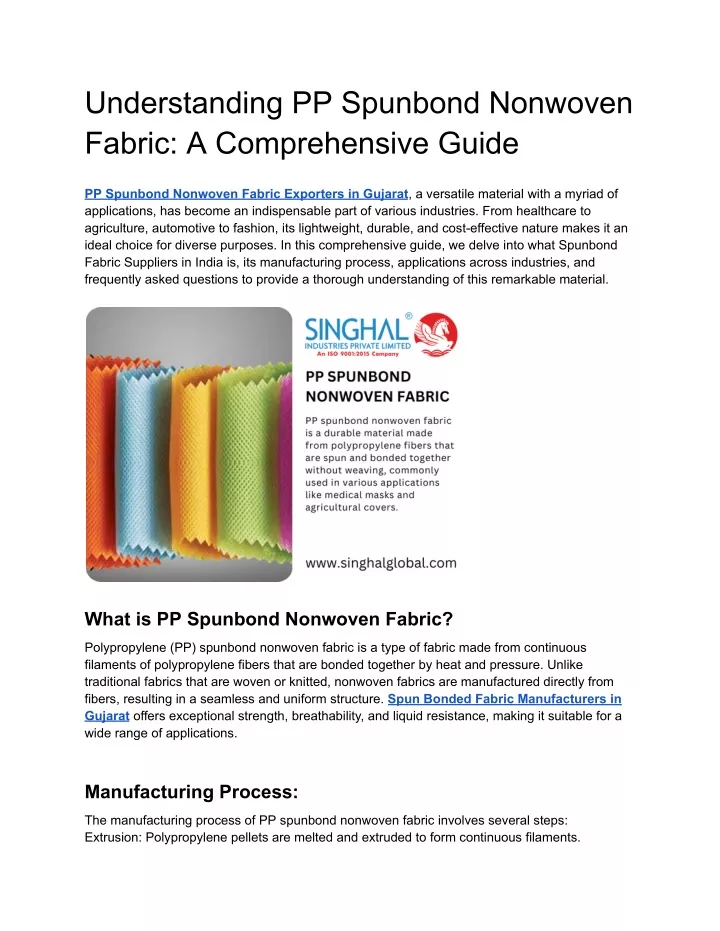 understanding pp spunbond nonwoven fabric