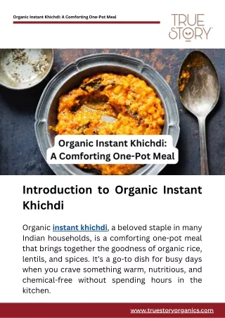 Organic Instant Khichdi A Comforting One-Pot Meal