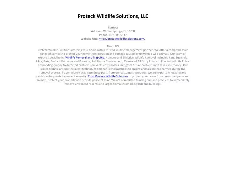 proteck wildlife solutions llc