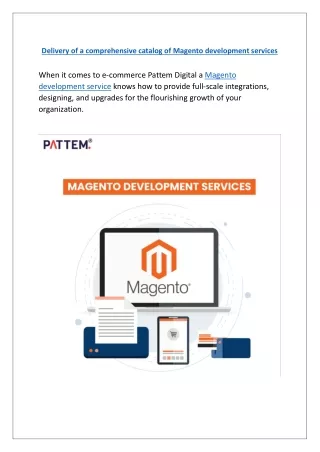 Delivery of a comprehensive catalog of Magento development services