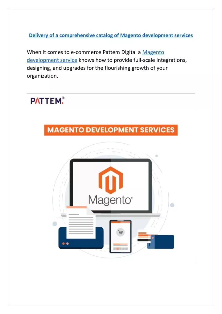 delivery of a comprehensive catalog of magento
