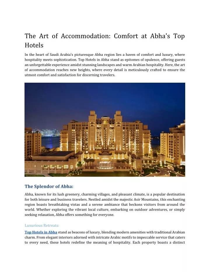 the art of accommodation comfort at abha