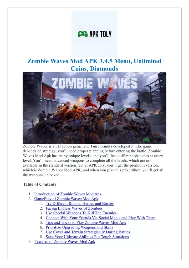 zombie waves mod apk 3 4 5 menu unlimited coins