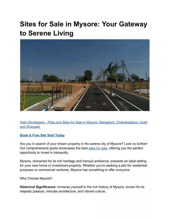 sites for sale in mysore your gateway to serene