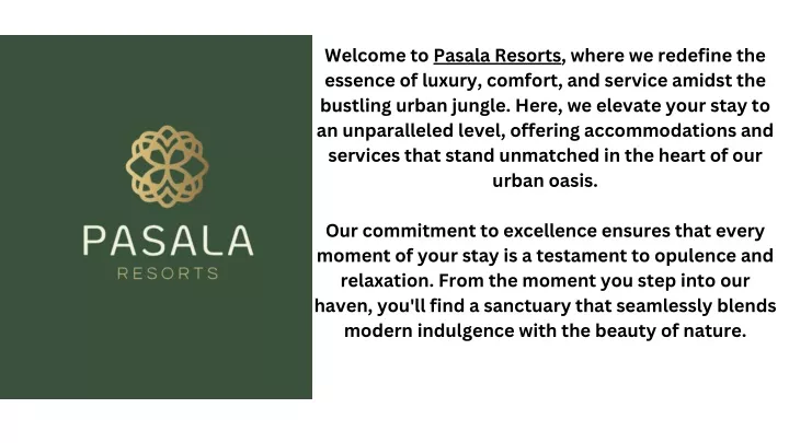 welcome to pasala resorts where we redefine