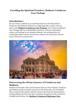 Mathura Vrindavan tour Package