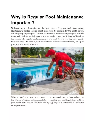 Why is Regular Pool Maintenance Important
