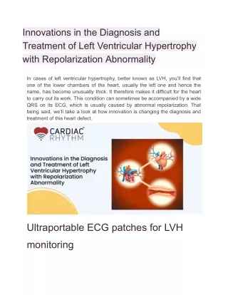 Innovations in the Diagnosis and Treatment of Left Ventricular Hypertrophy with Repolarization Abnormality