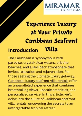 Experience Luxury at Your Private Caribbean Seafront Villa