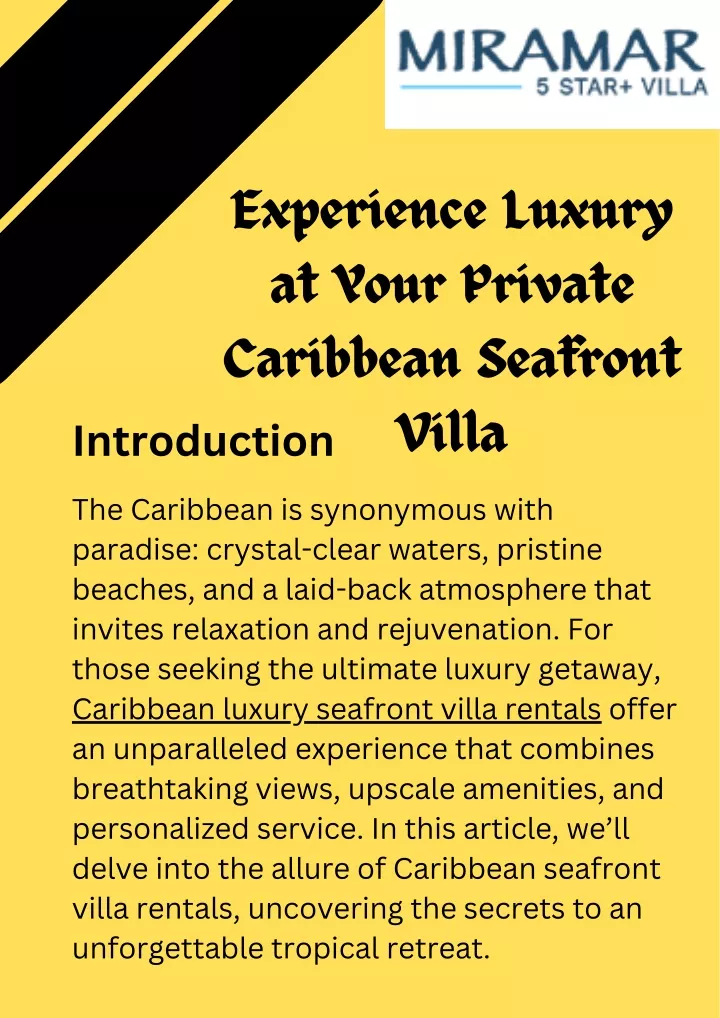 experience luxury at your private caribbean