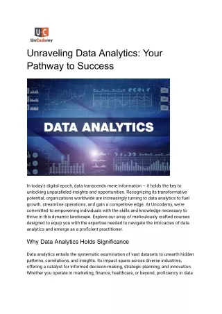 Unraveling Data Analytics: Your Pathway to Success