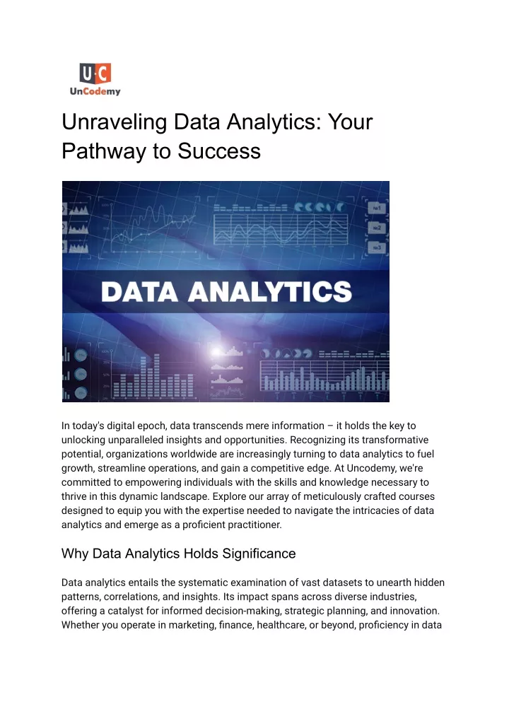 unraveling data analytics your pathway to success