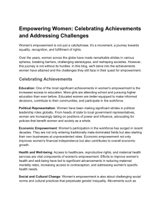 Empowering Women: Celebrating Achievements and Addressing Challenges