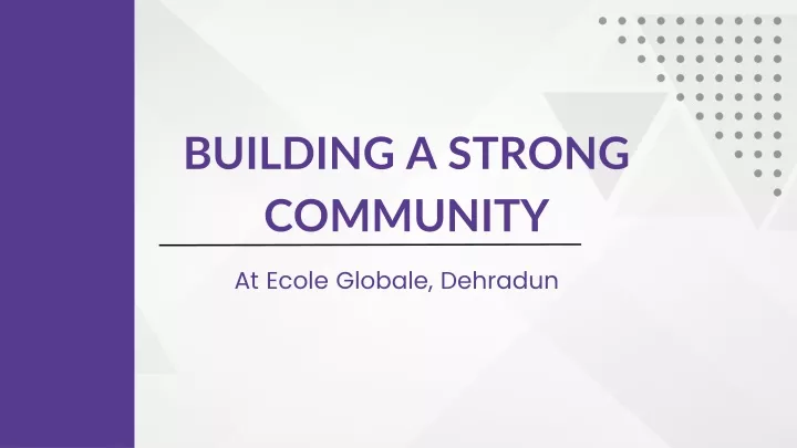 building a strong community