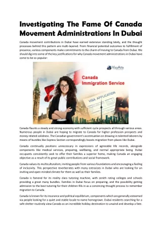 Investigating The Fame Of Canada Movement Administrations In Dubai