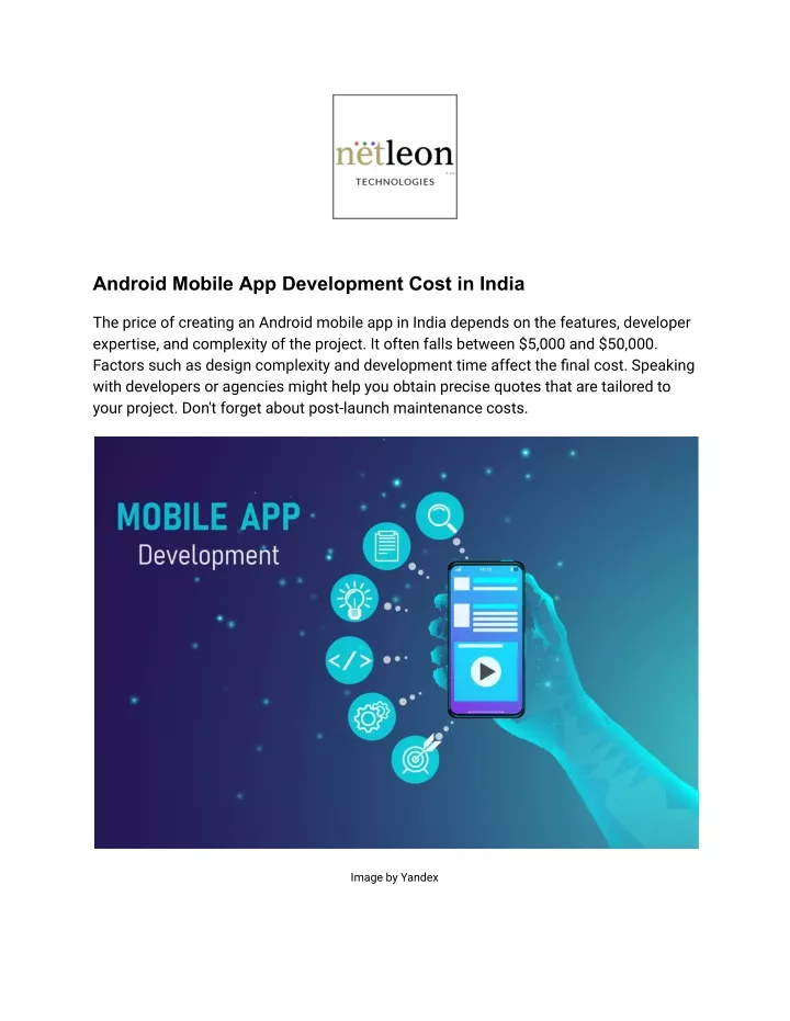 android mobile app development cost in india