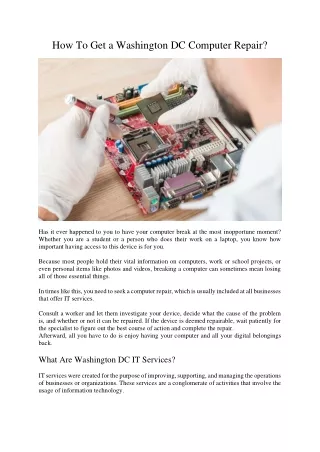 how to get a washington dc computer repair