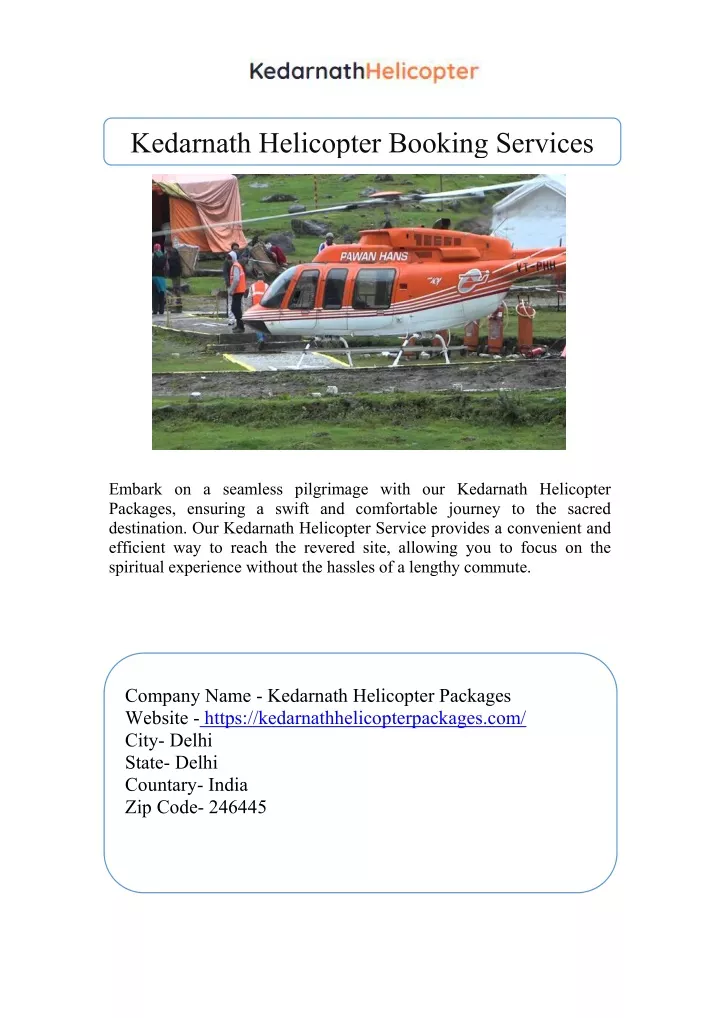 kedarnath helicopter booking services