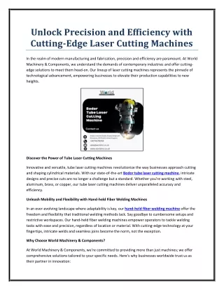 Unlock Precision and Efficiency with Cutting-Edge Laser Cutting Machines