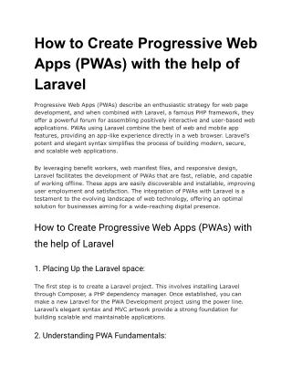How to Create Progressive Web Apps (PWAs) with the help of Laravel