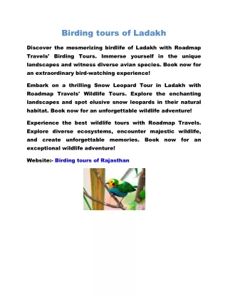 Birding tours of Ladakh