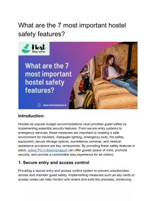 What are the 7 most important hostel safety features_