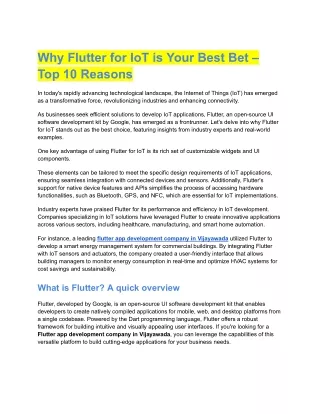 Why Flutter for IoT is Your Best Bet – Top 10 Reasons
