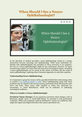 When Should I See a Neuro Ophthalmologist