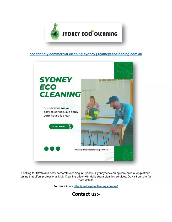 eco friendly commercial cleaning sydney