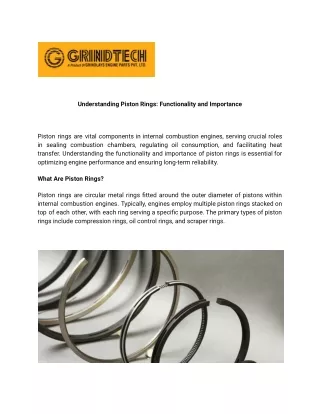 Understanding Piston Rings Functionality and Importance