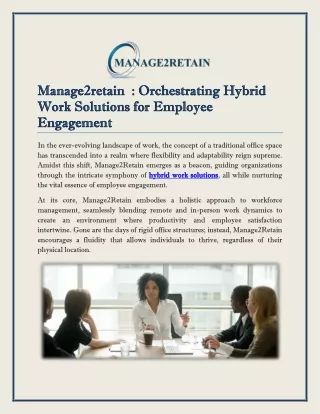 Manage2retain Orchestrating Hybrid Work Solutions for Employee Engagement