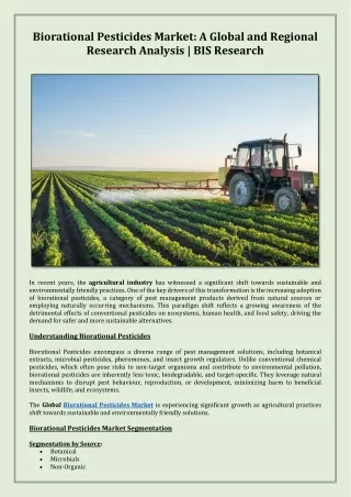 Biorational Pesticides Market: A Global and Regional Research Analysis
