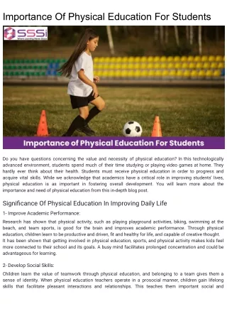 Importance Of Physical Education For Students